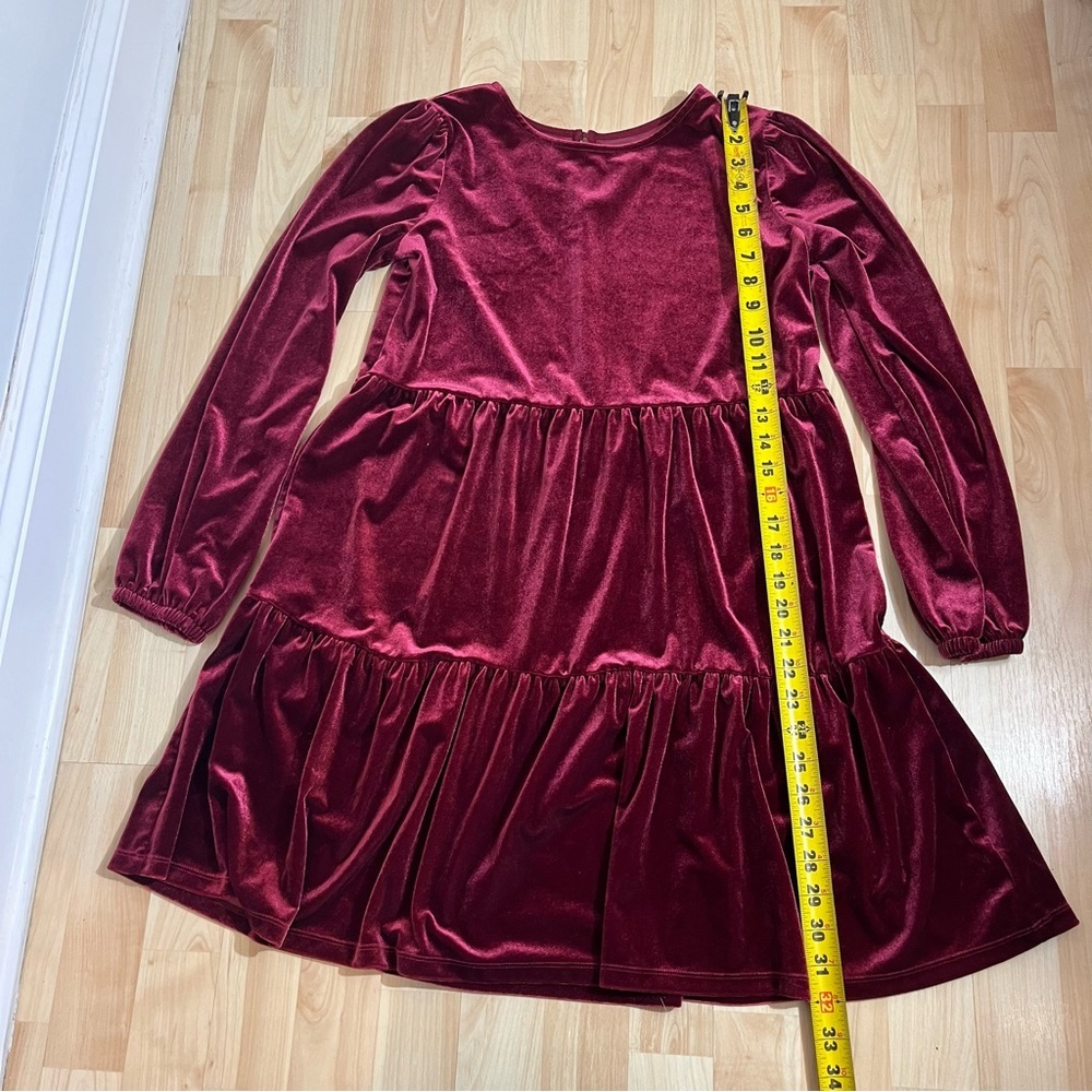 Gap Girls Velvet Long Sleeve Tiered Dress Red Size XXL - Picture 2 of 5